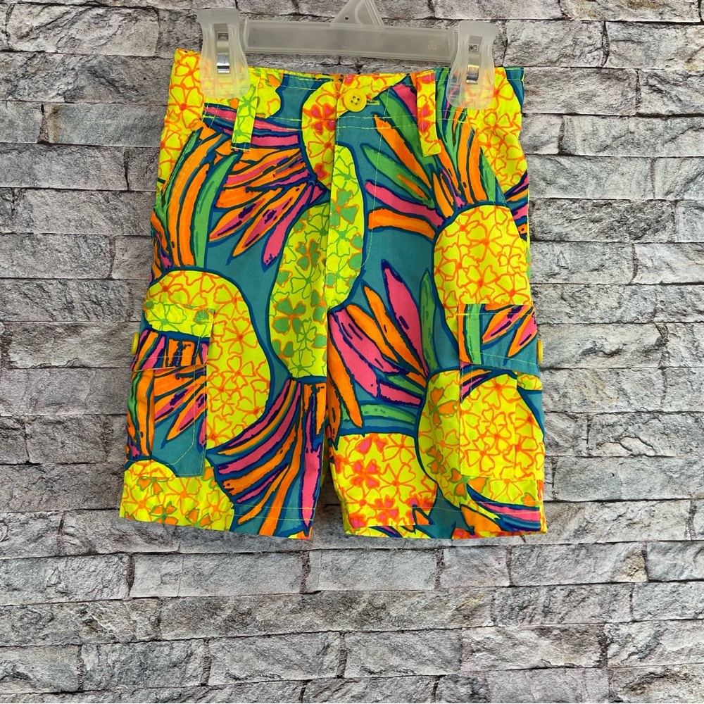 Street rules Pineapple neon swim trunks 2T